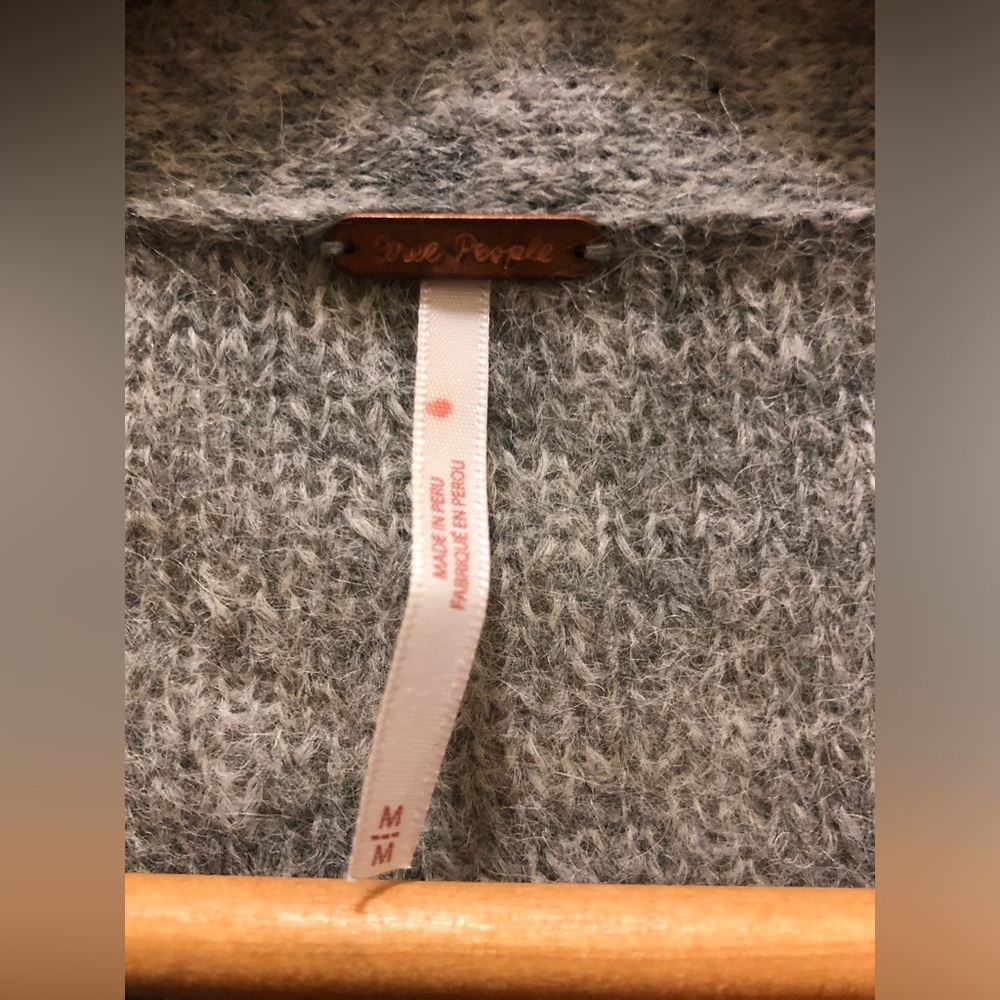 Free People Textured Grey Alpaca Blend Cardigan Medium - Picture 4 of 8